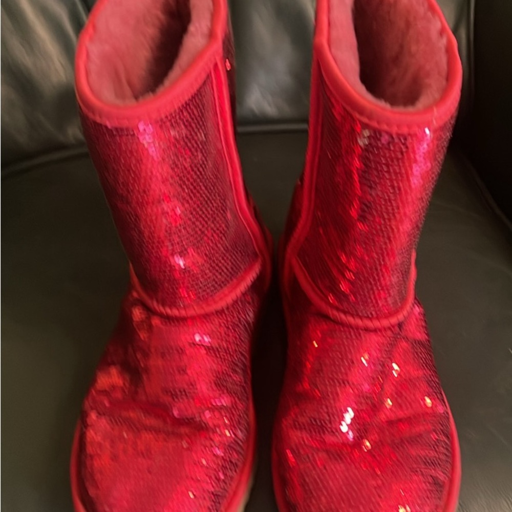 Authentic Ugg red sequined boots